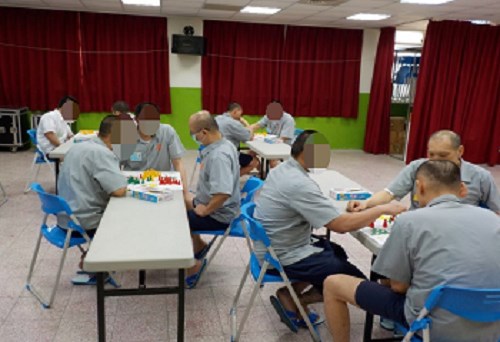Inmates' recreational activity-Chinese checkers contest on June 12.